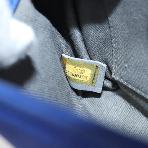 CHANEL Chain Matelasse Shoulder Bag Lamb Skin Blue Silver CC Auth bs31400 - Picture 11 of 16